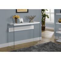 I 3288 ACCENT TABLE - 44"L / GLOSSY WHITE / TEMPERED GLASS