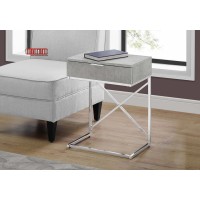 I 3471 ACCENT TABLE - 24"H / GREY CEMENT / CHROME METAL (EXCLUSIVE ONLINE SALE !)