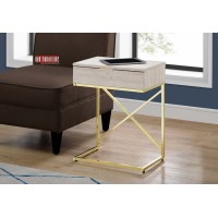 I 3473 ACCENT TABLE - 24"H / BEIGE MARBLE / GOLD METAL (EXCLUSIVE ONLINE SALE !)