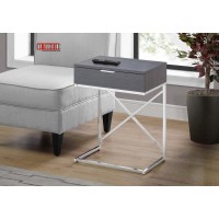 I 3474 ACCENT TABLE - 24"H / GREY / CHROME METAL (EXCLUSIVE ONLINE SALE !)