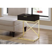 I 3476 ACCENT TABLE - 24"H / ESPRESSO / GOLD METAL (EXCLUSIVE ONLINE SALE !)
