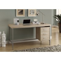 I 7245 Computer desk-60 " L/Natural with silver metal (Online only)