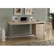 A-5427 Computer desk-60 " L/Natural with silver metal (Online only)