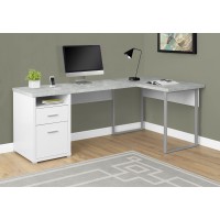 I 7258 Computer Desk-80"L White/Cement-Look Left/ Right Face (Online Only)