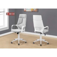 A-0727 Office Chair-White/ Grey Fabric/High Back Executive (Online Only)