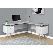 I 7307 Computer Desk-70"LWhite/Cement-Look Left/Right Face (IN STOCK)