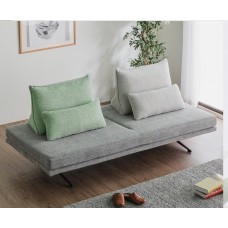 Compact Transform Bed- Sofa Dark Grey Fabric and Blue Pillows (In Stock) 