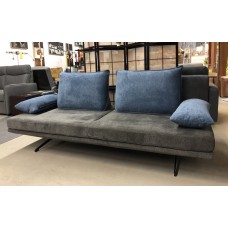 Compact Transform Bed- Sofa Dark Grey Fabric and Blue Pillows